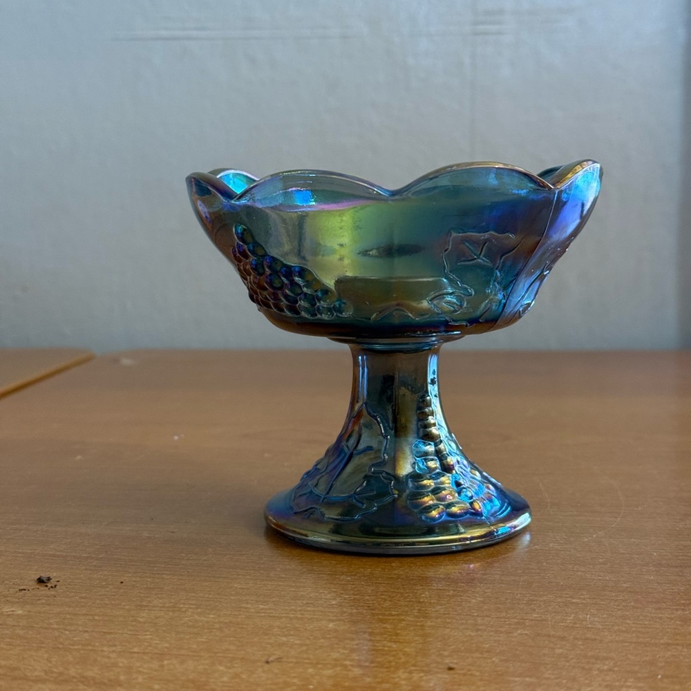 Iridescent Glass Compote‎ Dish - Picture 2 of 5